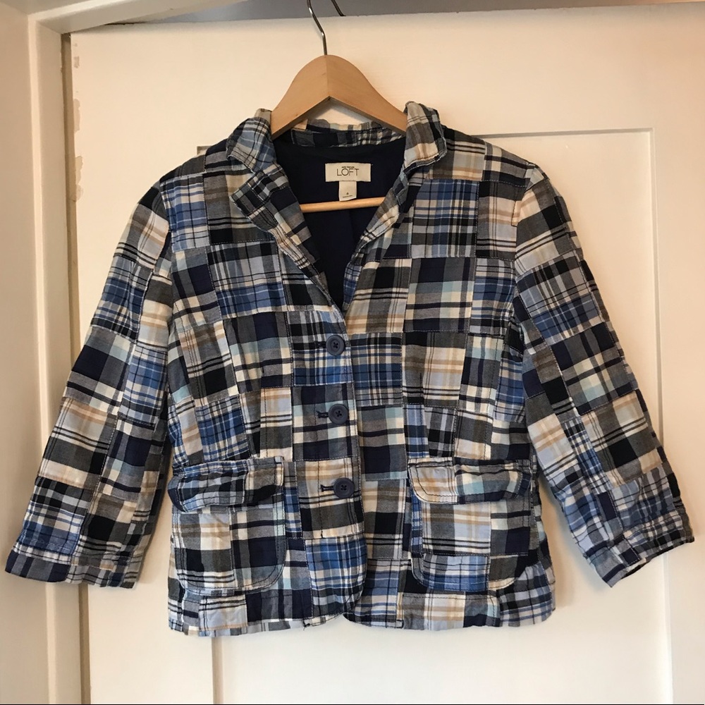 LOFT Blue Plaid Blazer